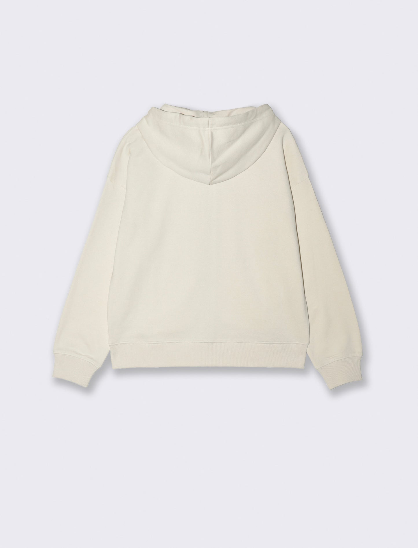 FELPA CON CAPPUCCIO E ZIP - Bianco gesso