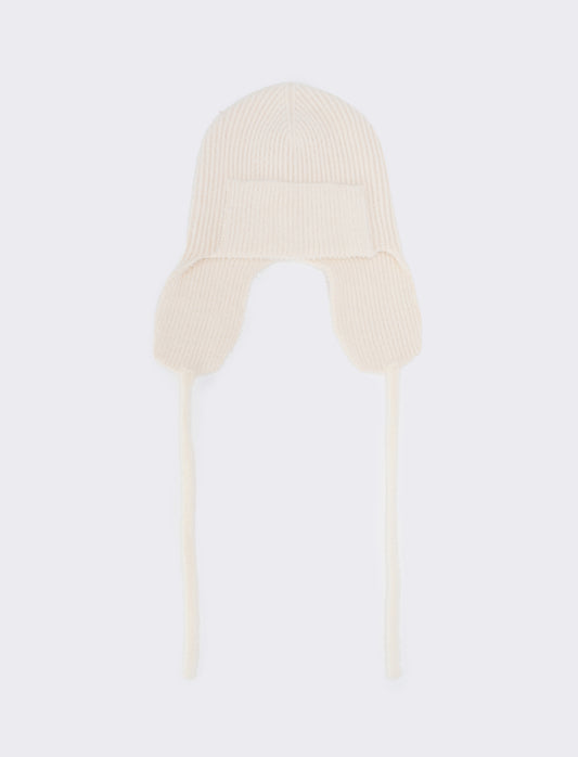 Cappello con laccetti e copriorecchie - Bianco sporco
