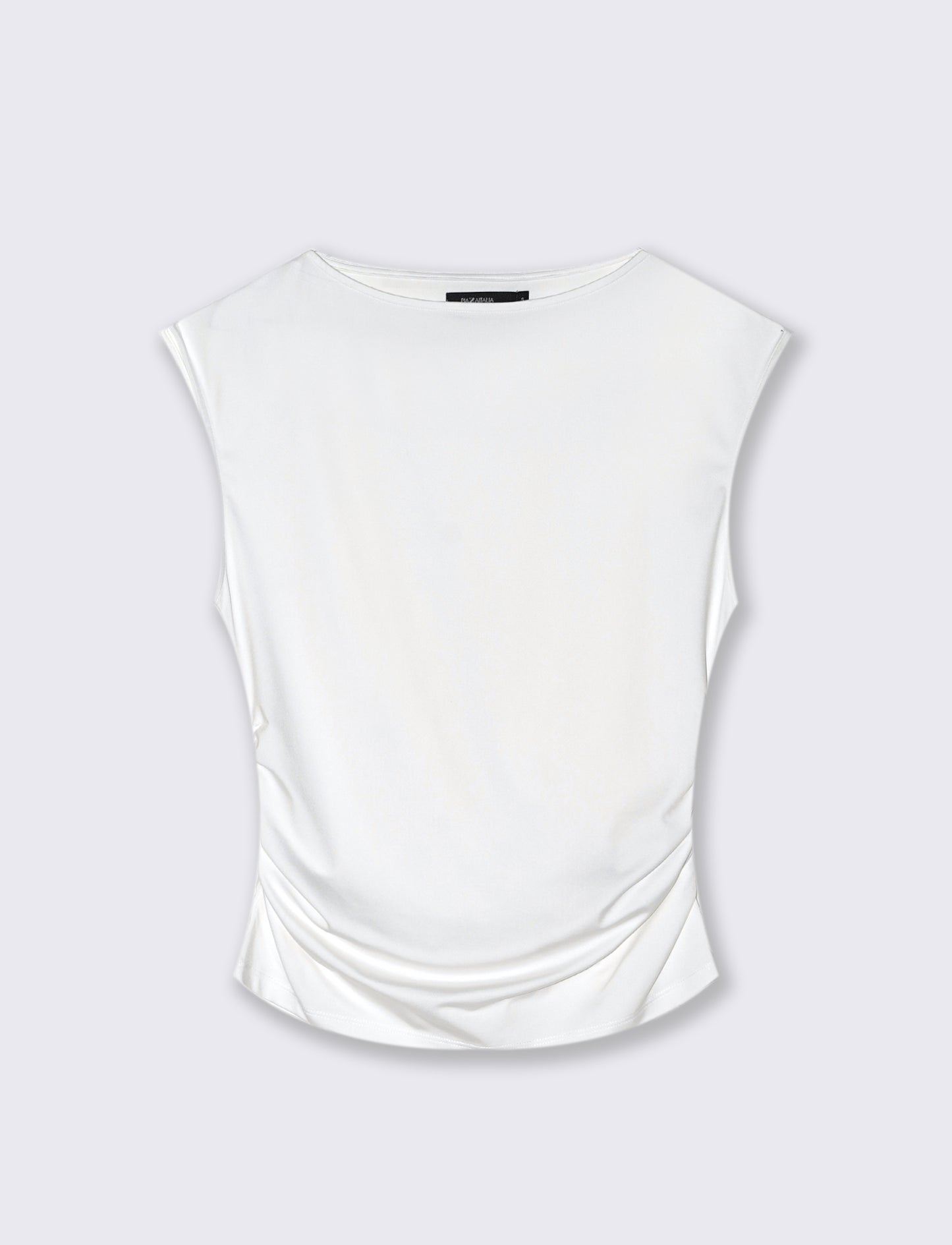T-SHIRT CON SCOLLO A BARCA - Bianco latte