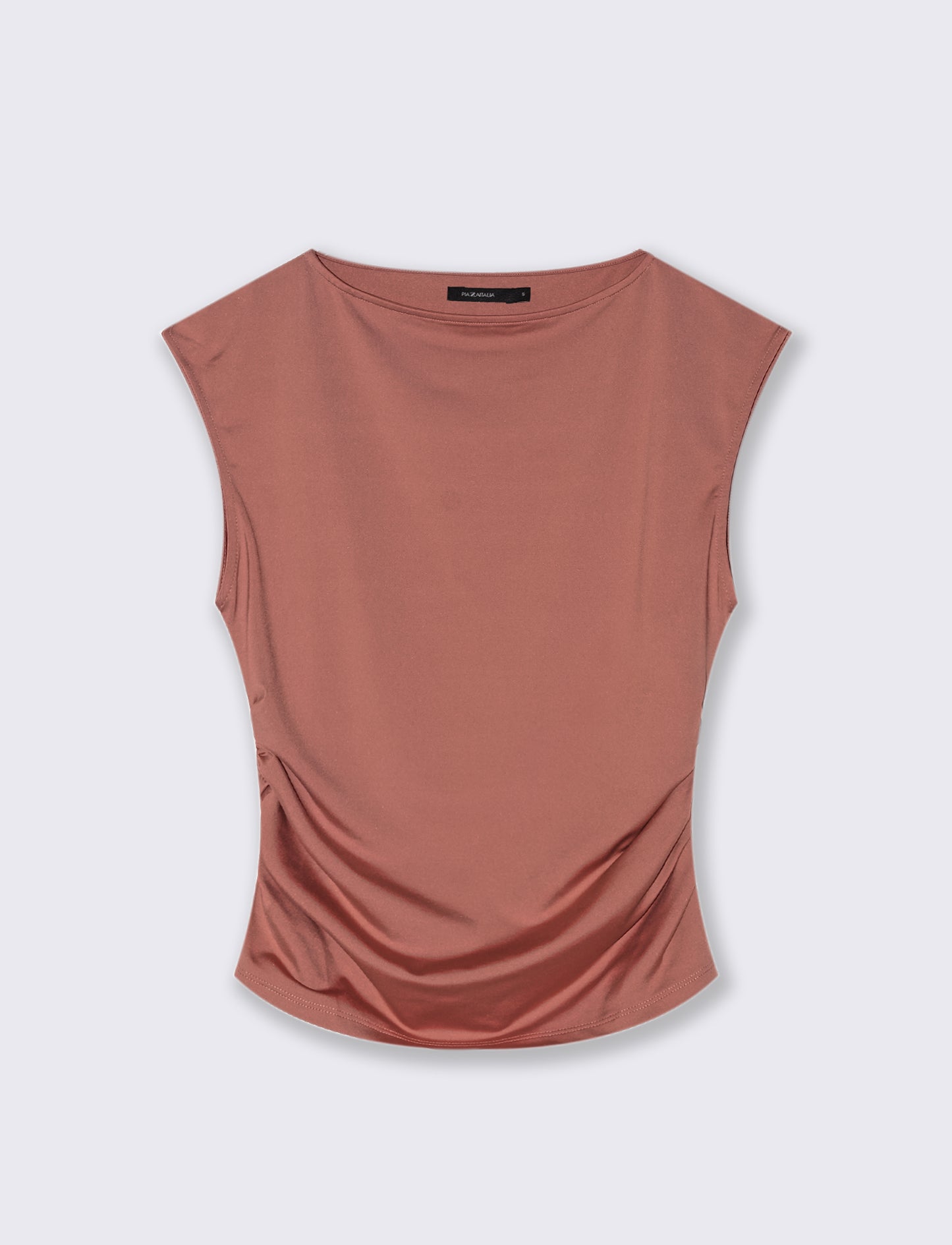 T-SHIRT CON SCOLLO A BARCA - Rosa polvere