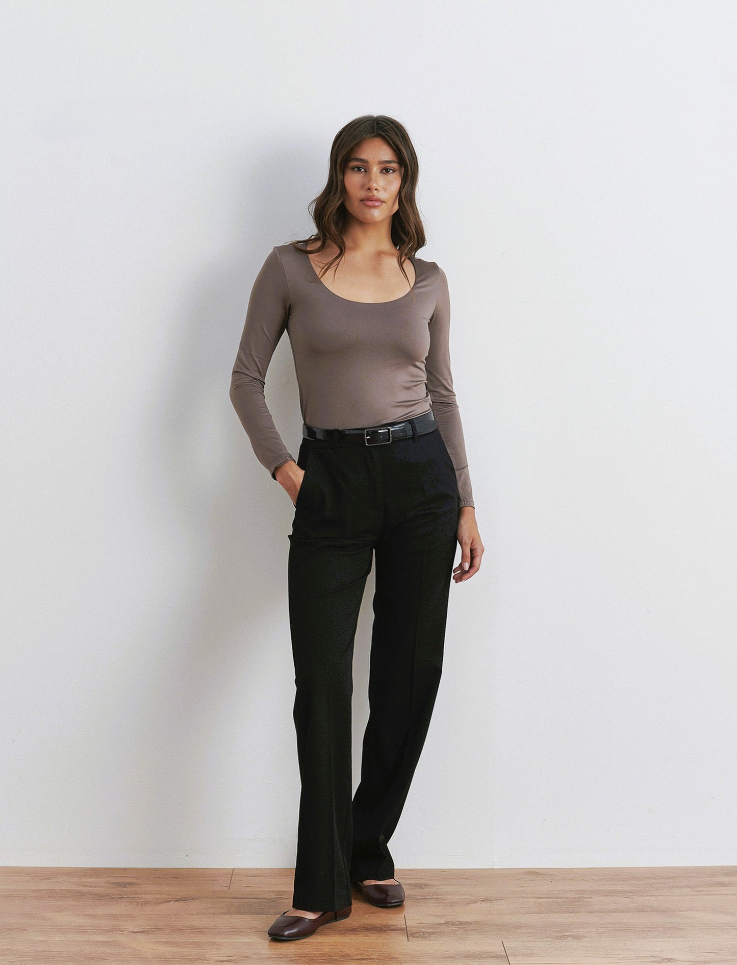 T-SHIRT MANICA LUNGA - Grigio tortora