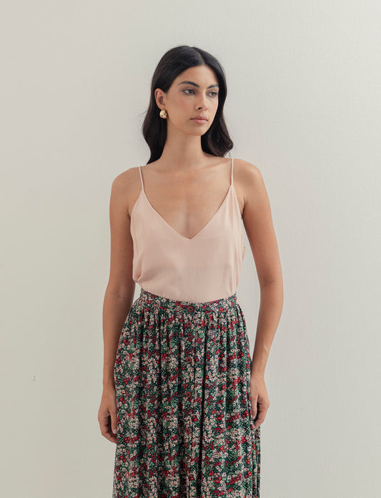 TOP CON SCOLLO A V - Rosa chiaro
