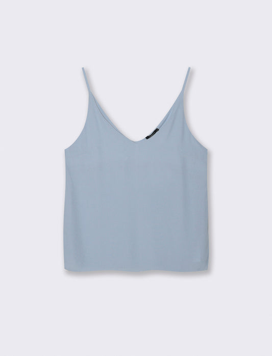 TOP CON SCOLLO A V - Celeste