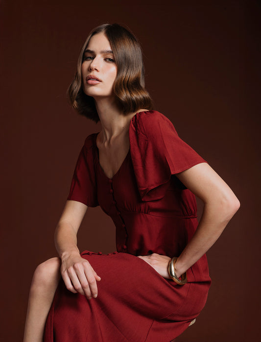 VESTITO LUNGO - Marrone bruciato