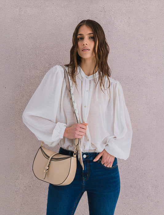 CAMICIA CON MANICA A 3/4 - Bianco latte
