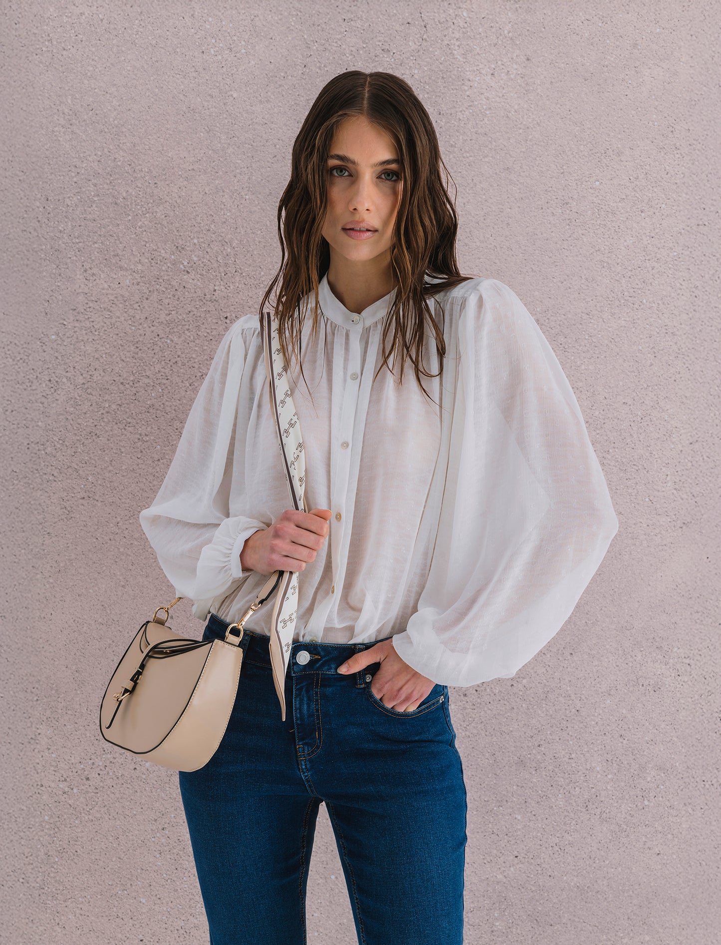 CAMICIA CON MANICA A 3/4 - Bianco latte