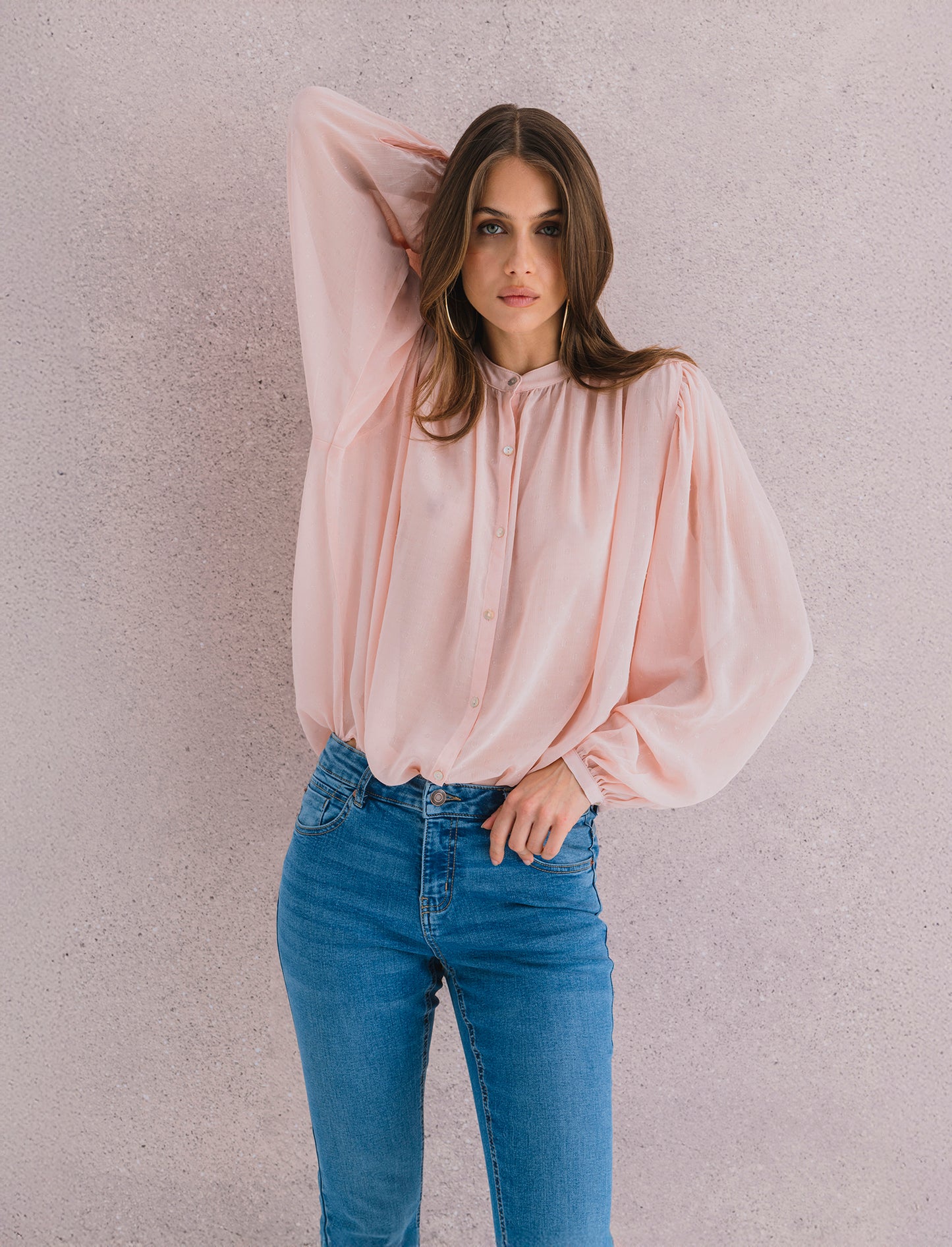 CAMICIA CON MANICA A 3/4 - Rosa chiaro