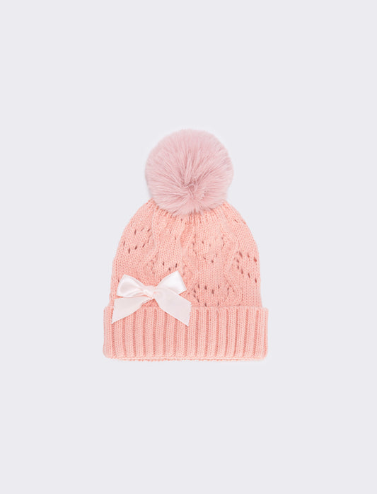 Cappello traforato con pon pon trendy - Rosa