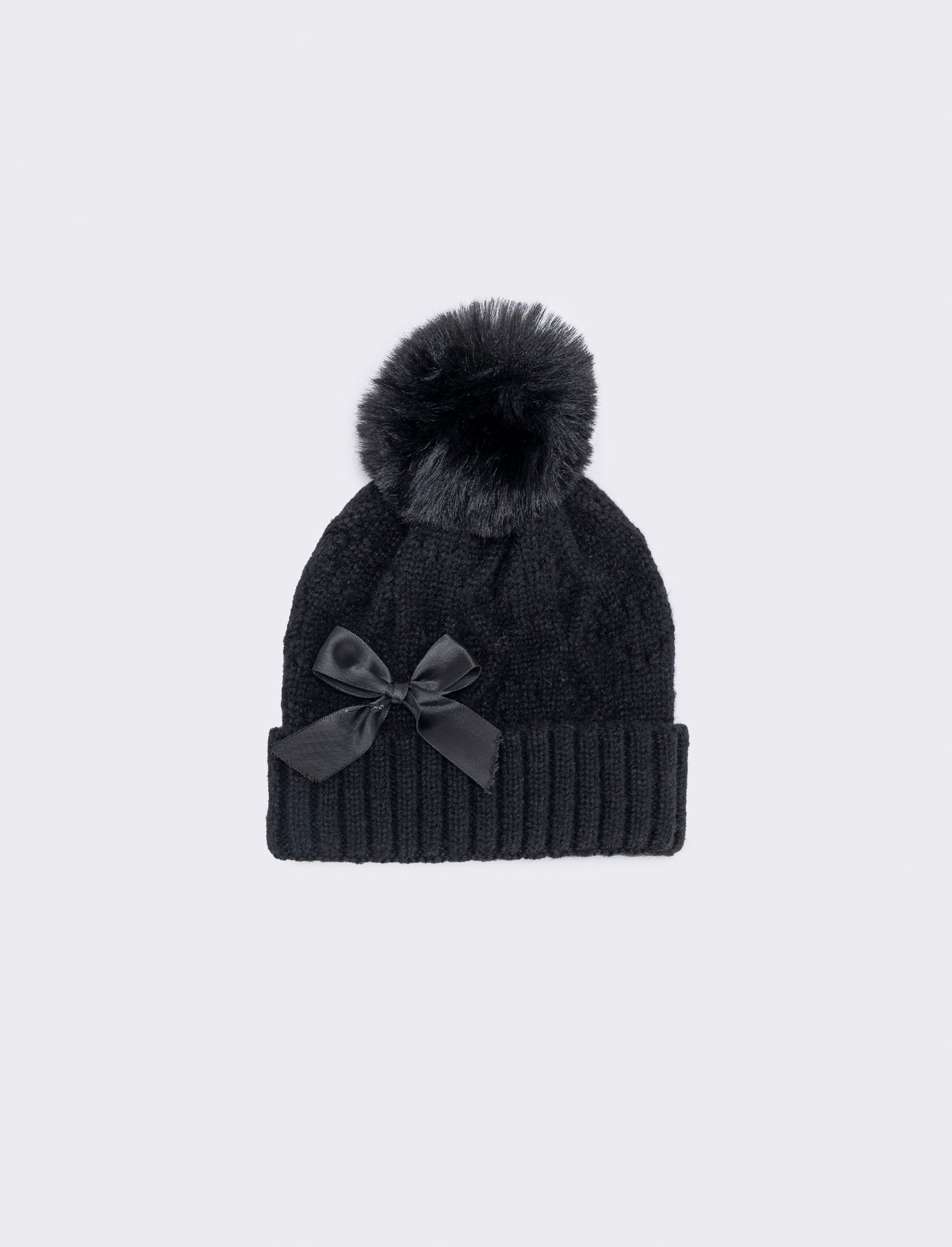 Trendy perforated hat with pom pom - Black