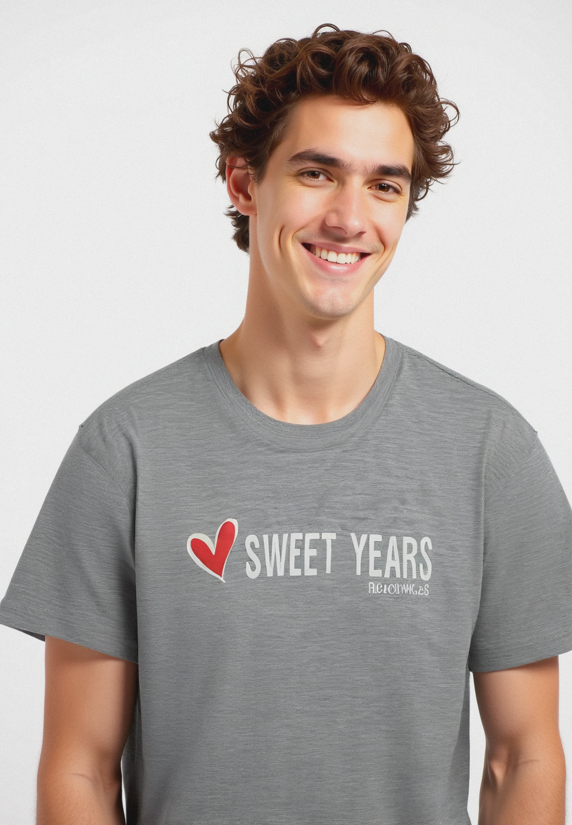 T-shirt con stampa sweet years da uomo - Grigio mel.