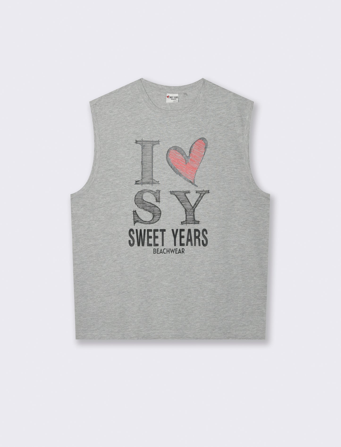 T-shirt senza maniche con stampa sweet years da uomo - Grigio mel.