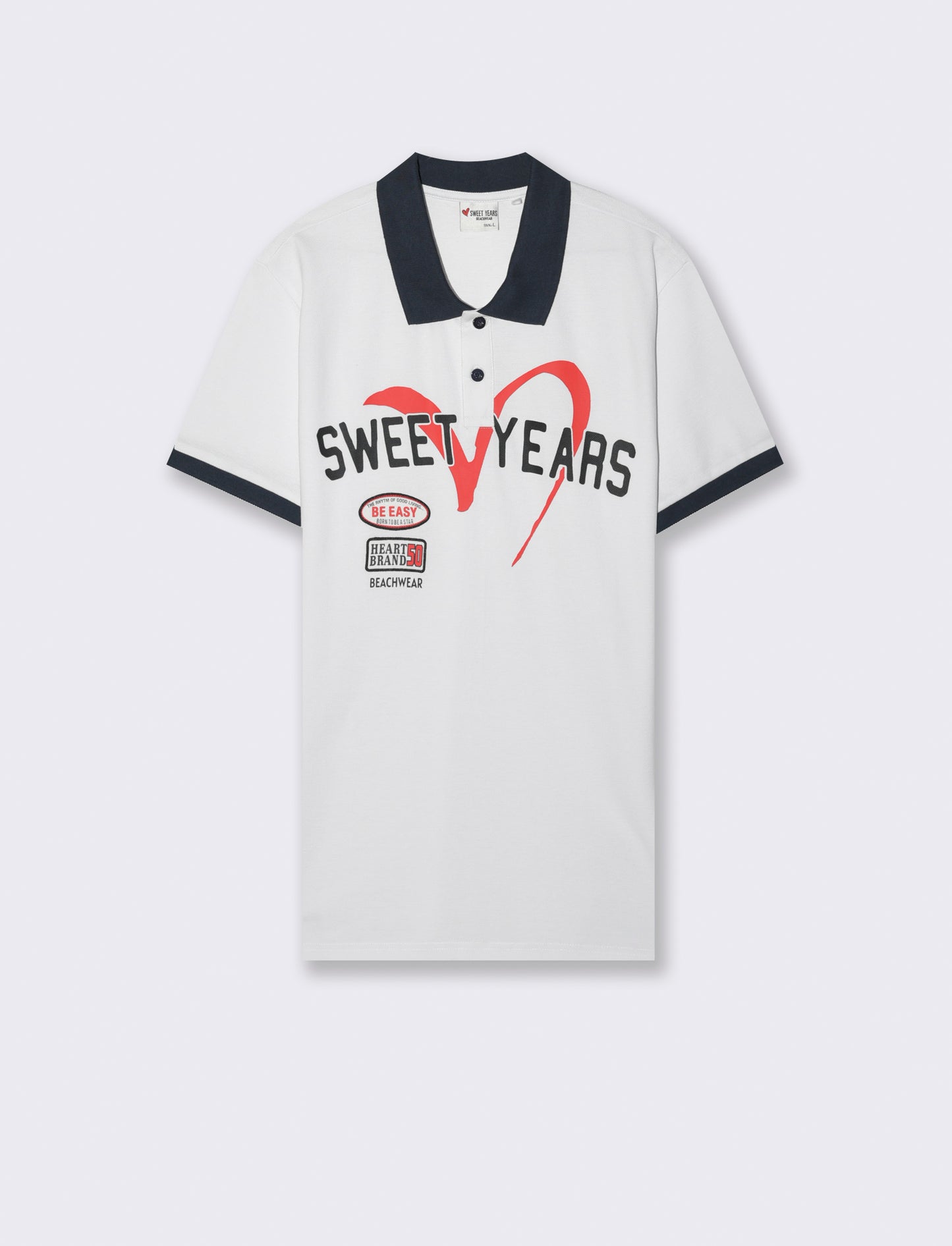 Man's sweet years printed and embroidered polo - White
