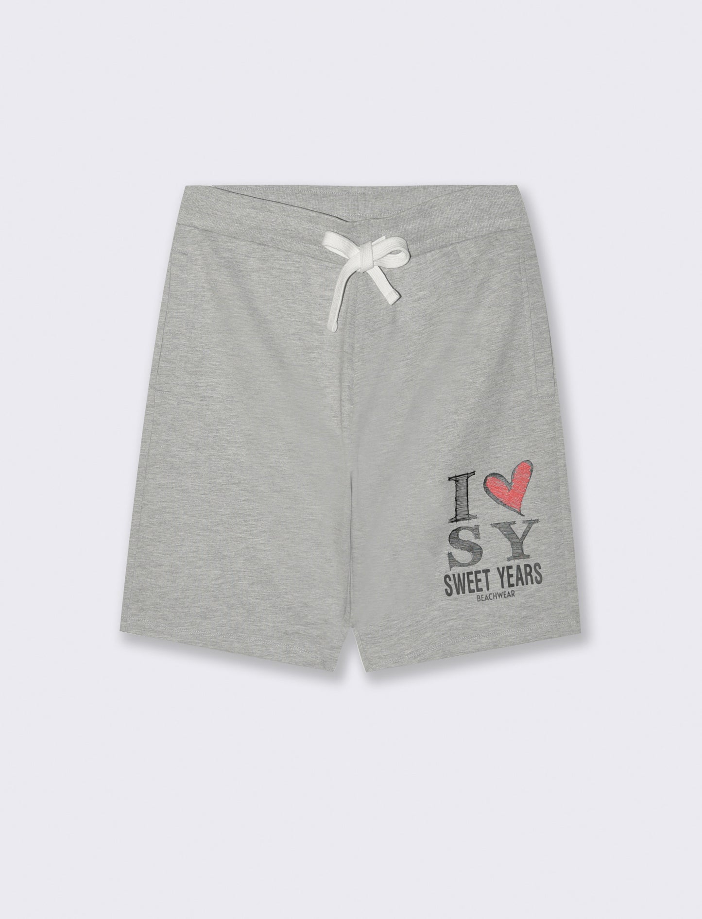 Bermuda in felpa con stampa sweet years da uomo - Grigio mel.