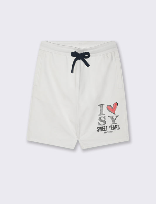 Man's sweet years printed sweat shorts - White