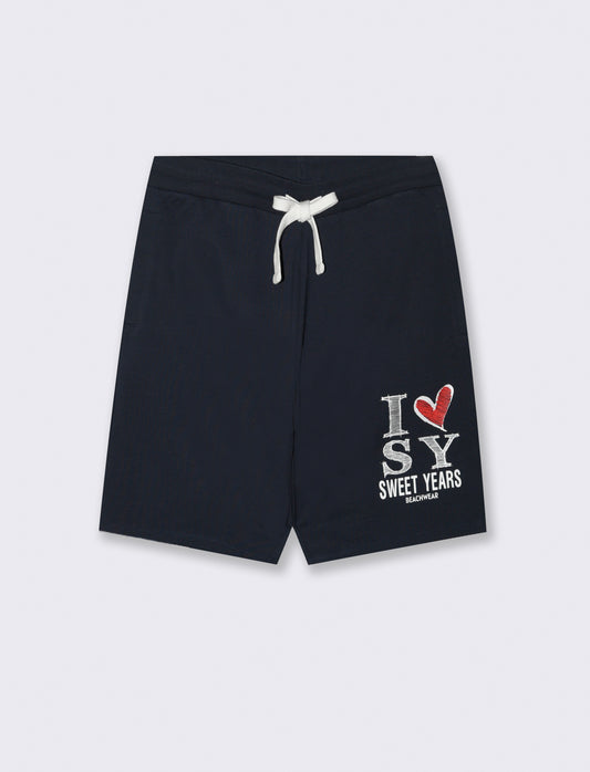 Man's sweet years printed sweat shorts - Blue