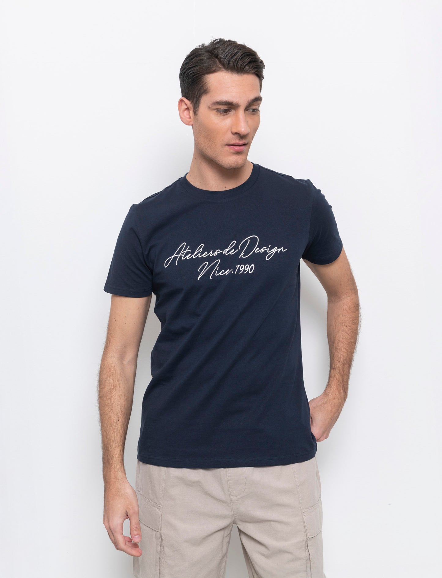 Man's embroidered effect print t-shirt - Blue