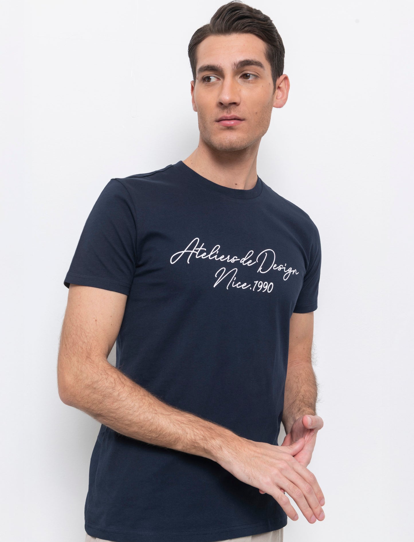Man's embroidered effect print t-shirt - Blue