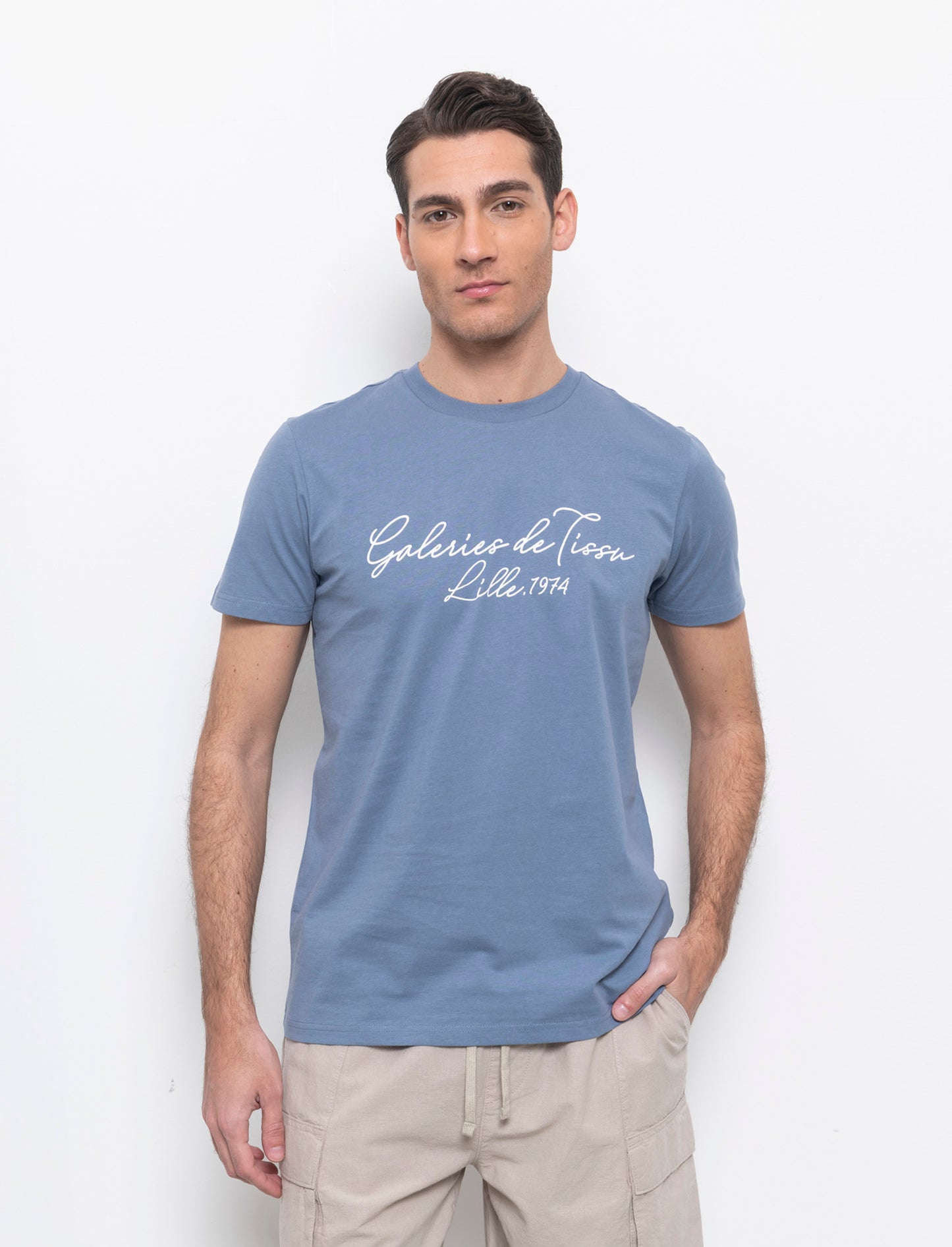 T-shirt con stampa effetto ricamo da uomo - CARTA DA ZUCCHERO