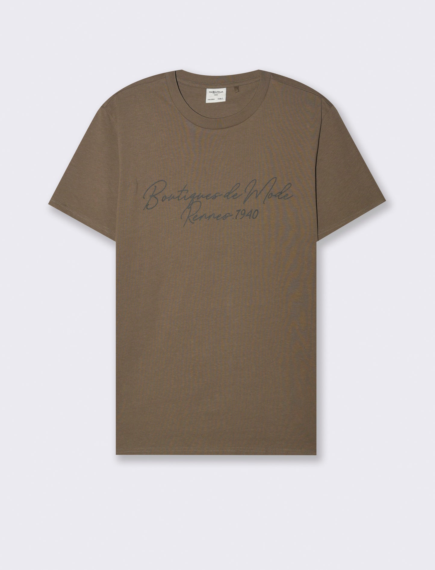 T-shirt con stampa effetto ricamo da uomo - Grigio fango