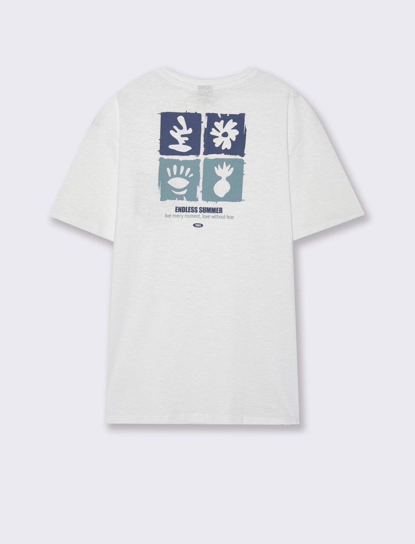 T-shirt effetto maglina con stampa puffy da uomo - Bianco