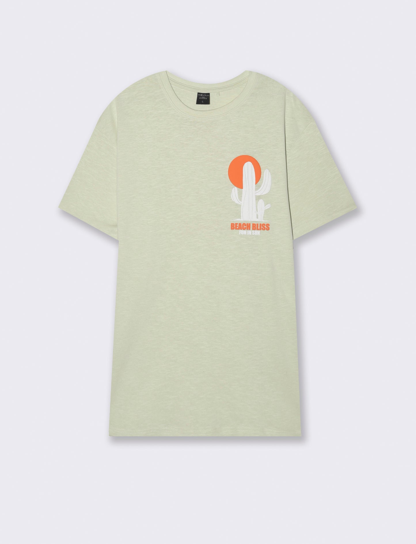 T-shirt effetto maglina con stampa puffy da uomo - Verde