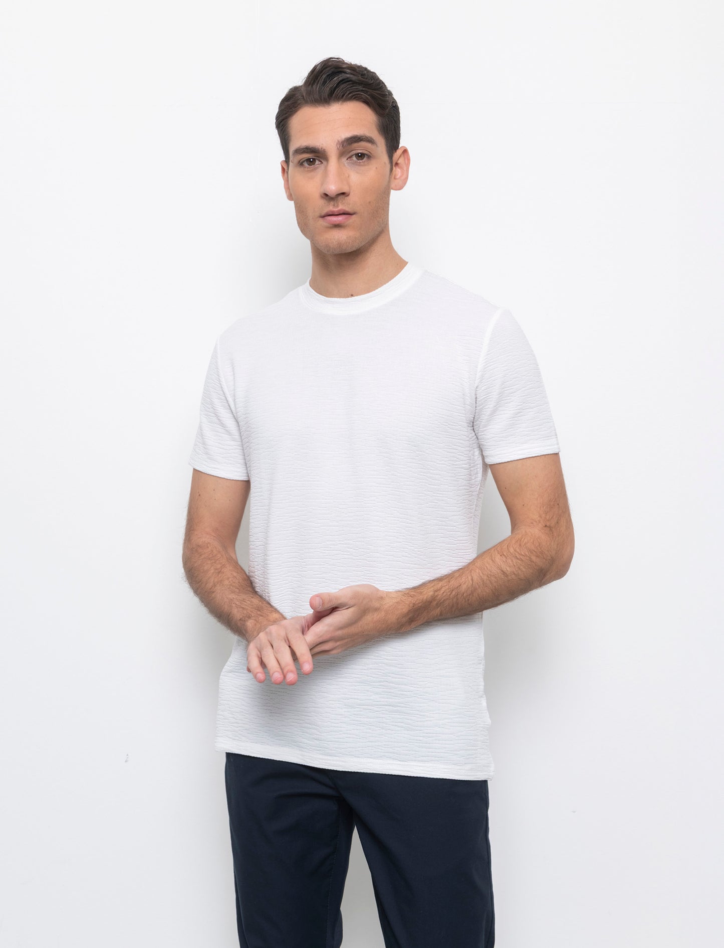 T-shirt effetto maglia jacquard da uomo - Bianco