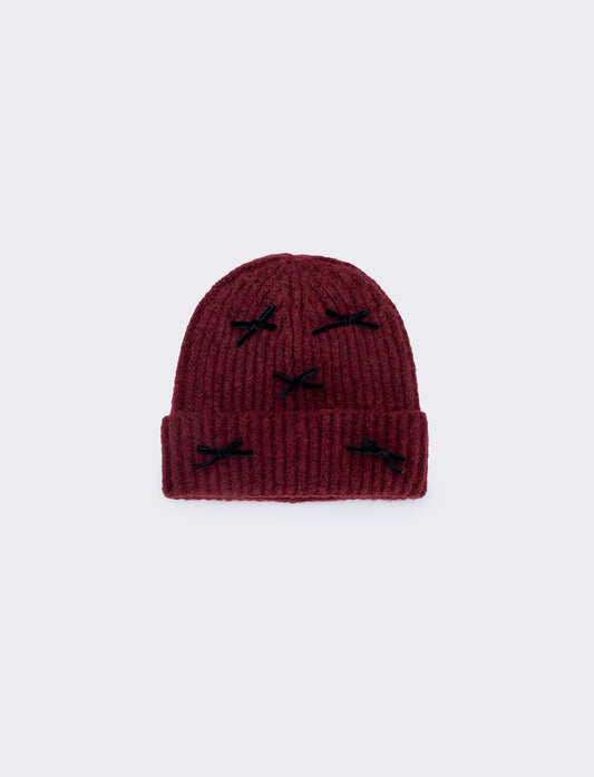 Cappello con fiocchetti da bambina - Bordeaux