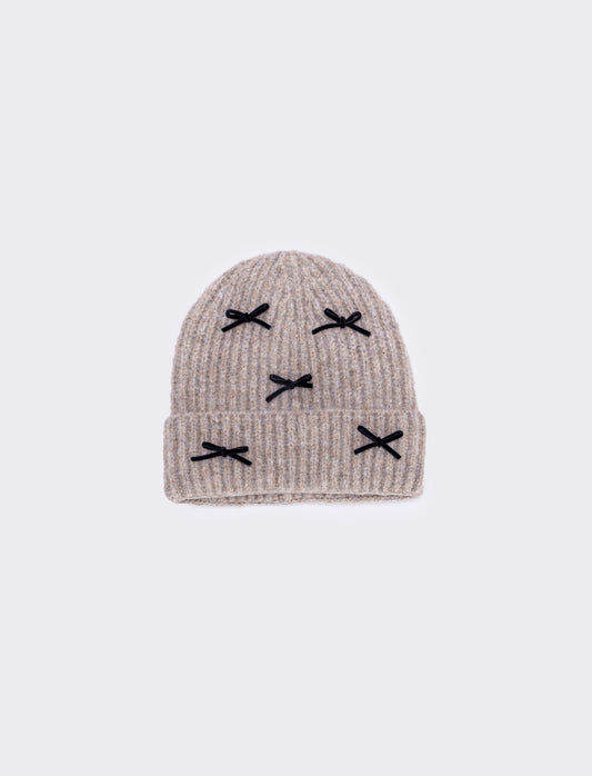 Cappello con fiocchetti da bambina - Beige