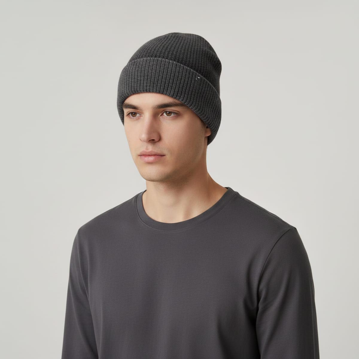 Cappello bambino con risvolto delavè - Nero