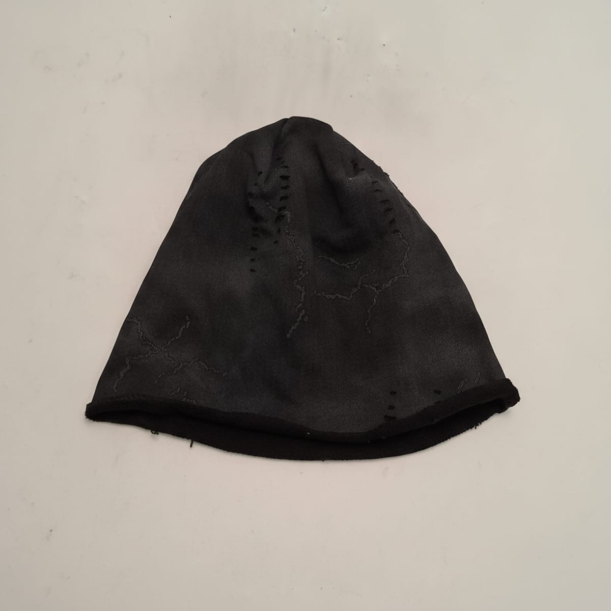 Star-Patterned Melange Beanie - Black