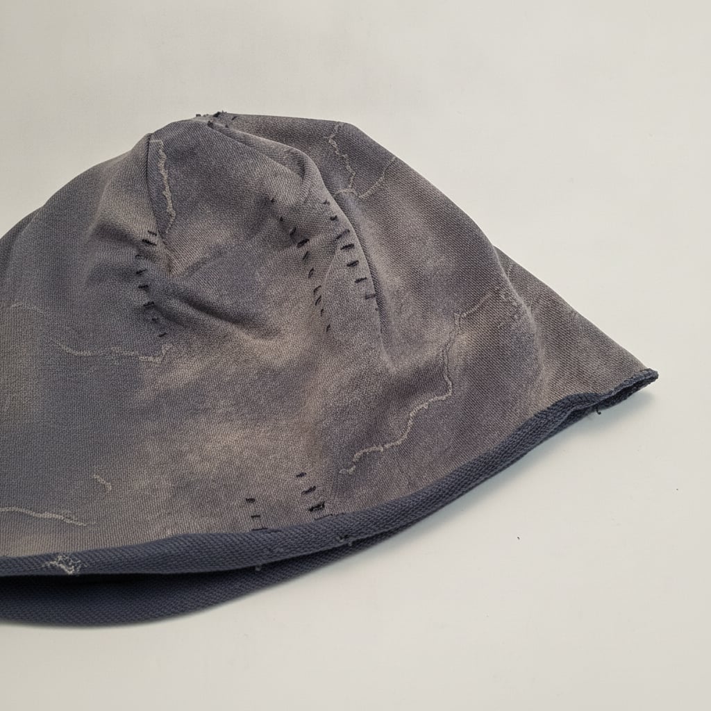 Star-Patterned Melange Beanie - Blue