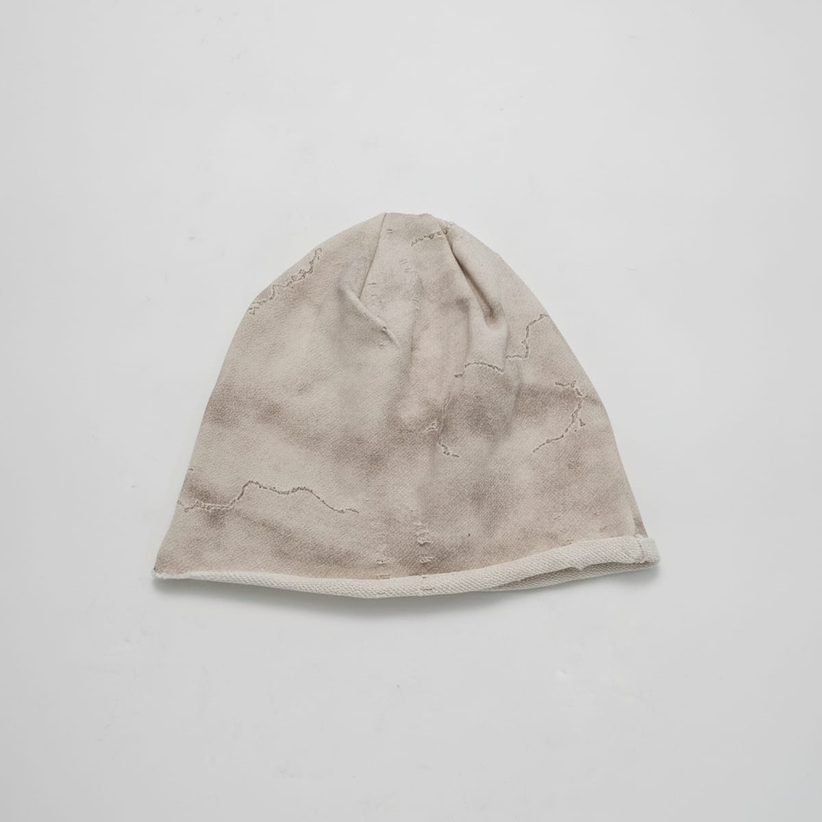 Star-Patterned Melange Beanie - White