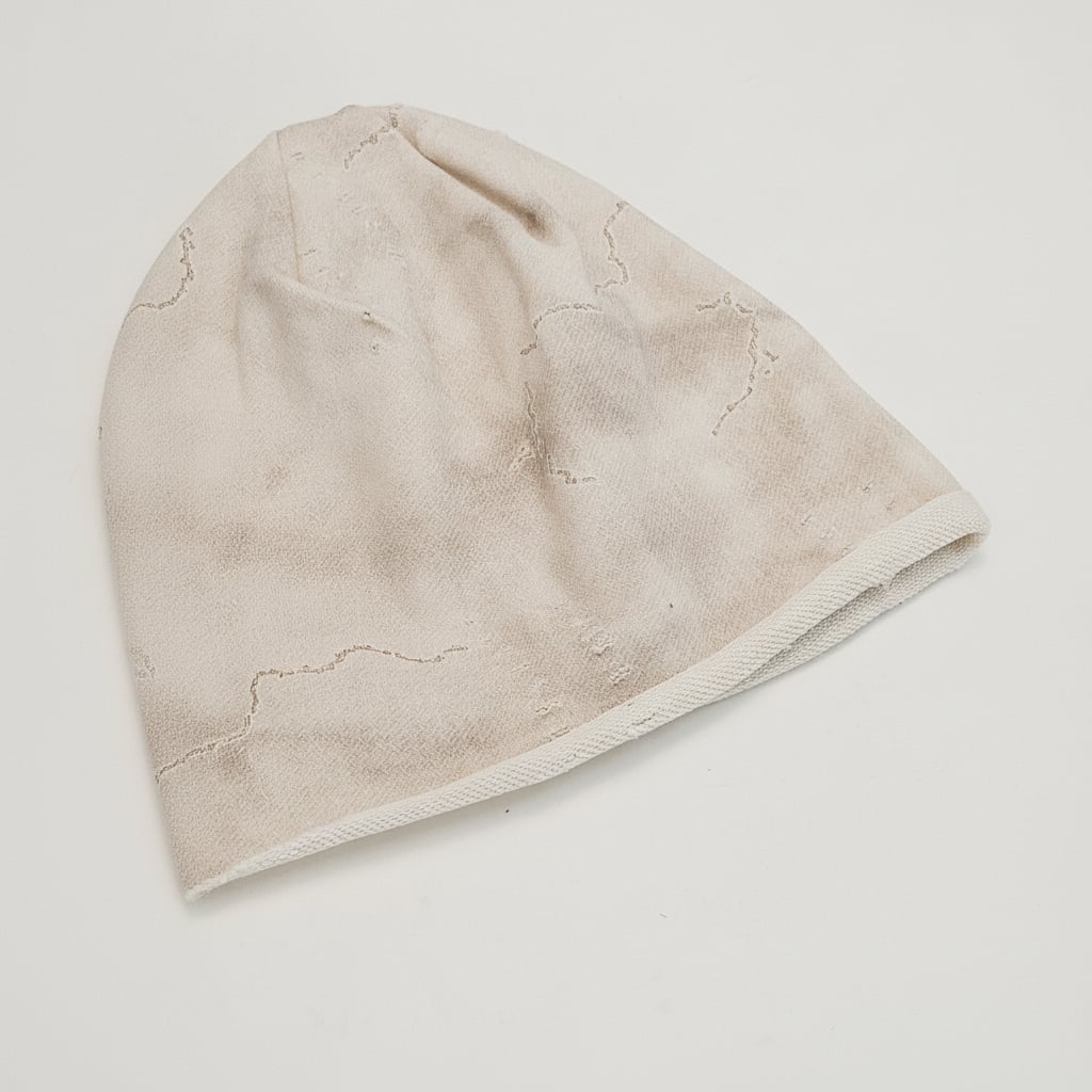Star-Patterned Melange Beanie - White