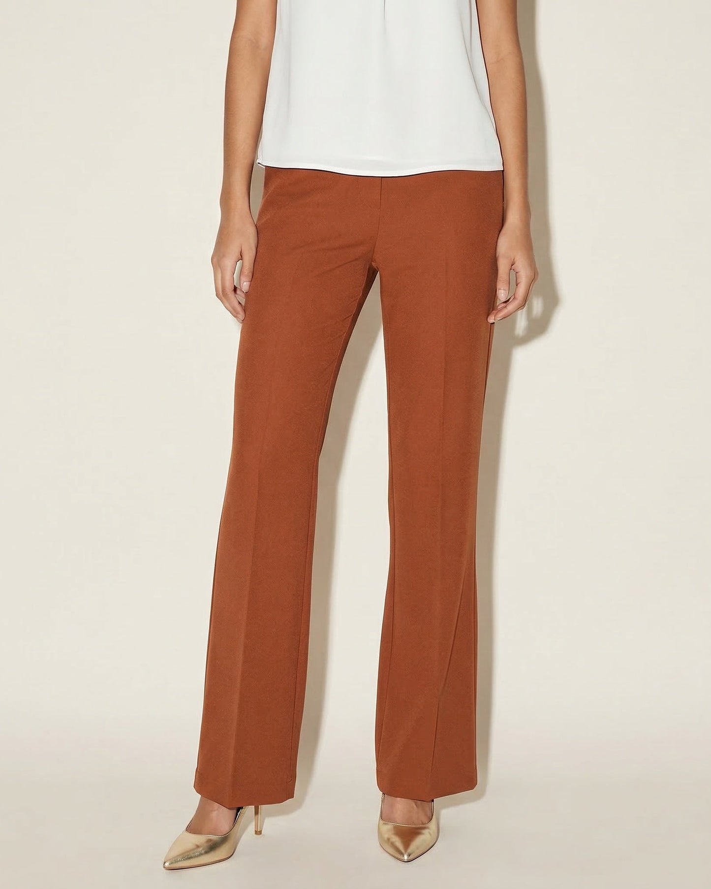 Pantaloni dritti classici con tasche - Cacao