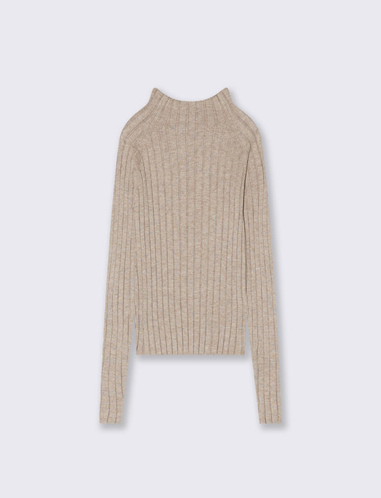 MAGLIA A COSTE - Beige melange