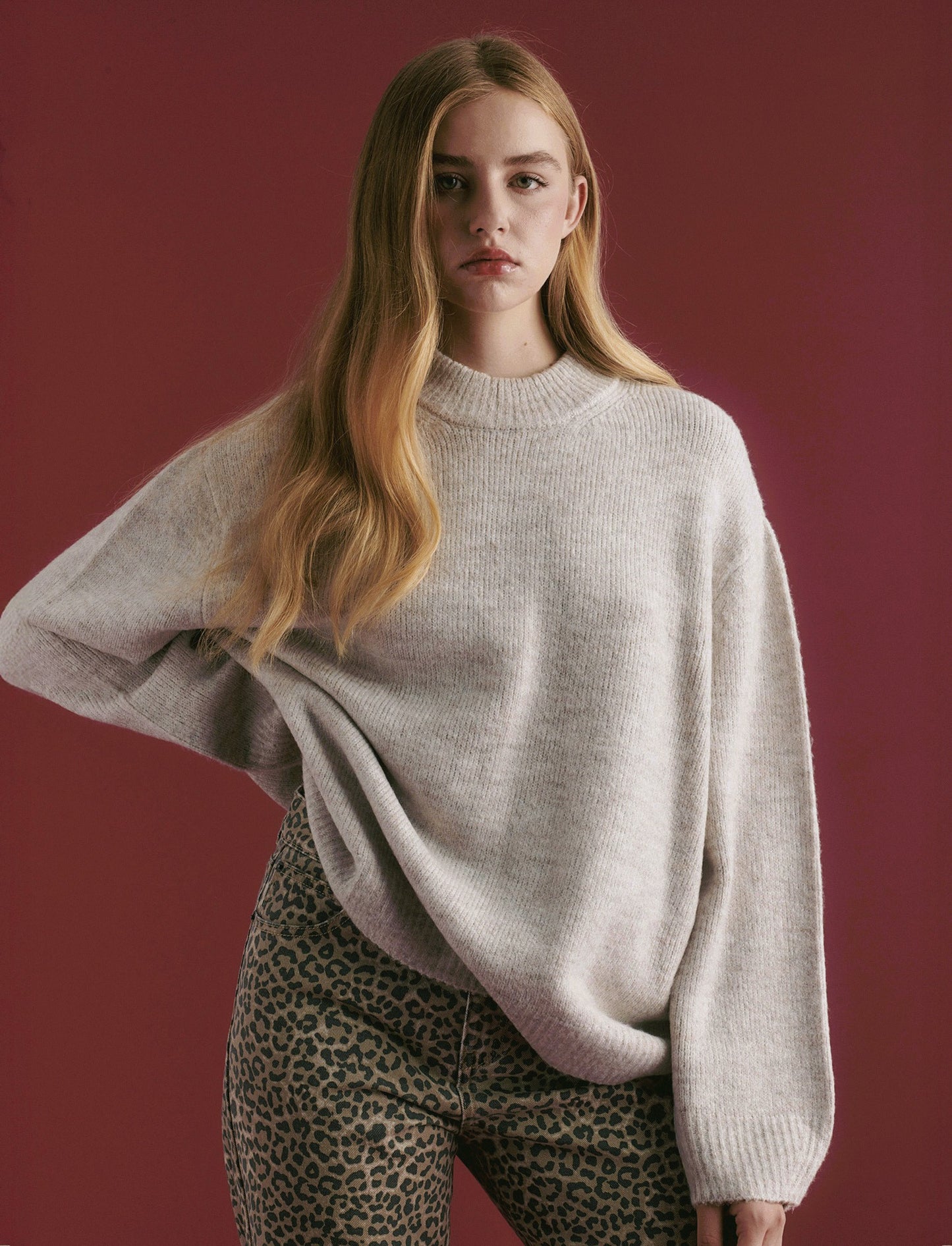 MAXIPULLOVER - Beige grano