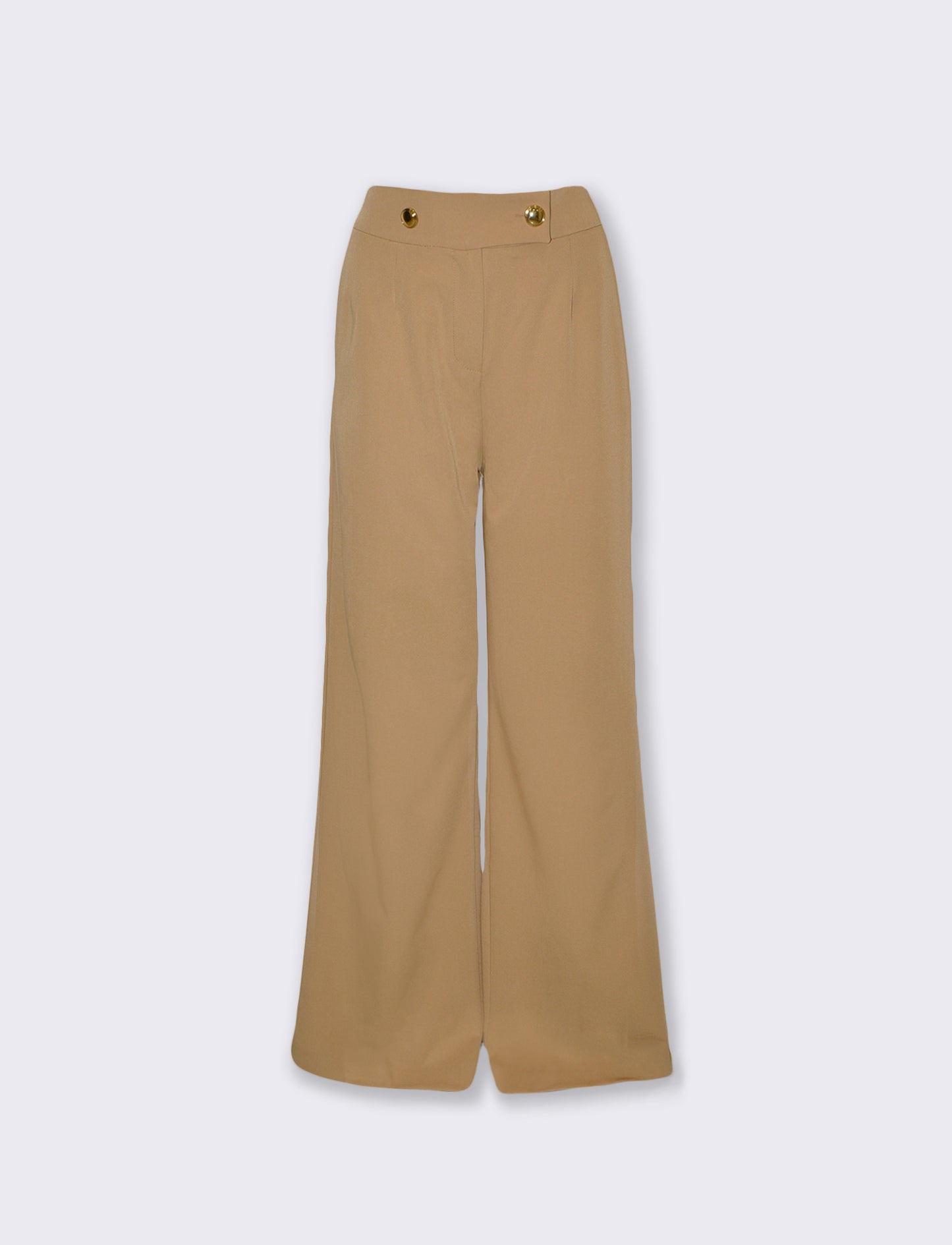 Palazzo Pants with Buttons at the Waist - Beige