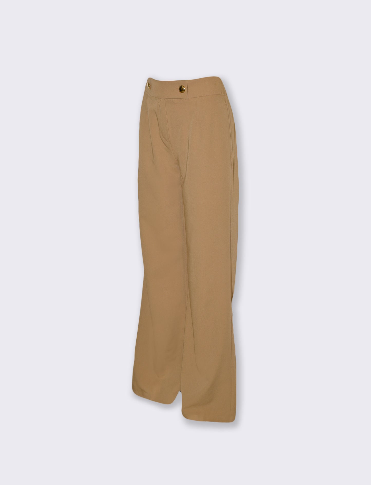 Palazzo Pants with Buttons at the Waist - Beige