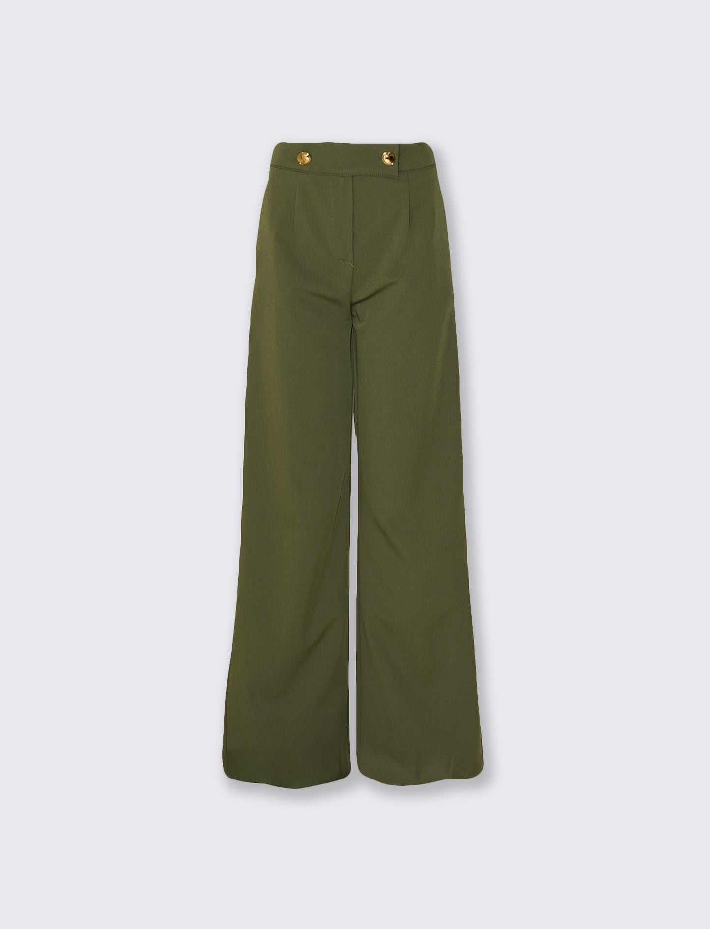 Pantaloni Palazzo con Bottoni in Vita - militare