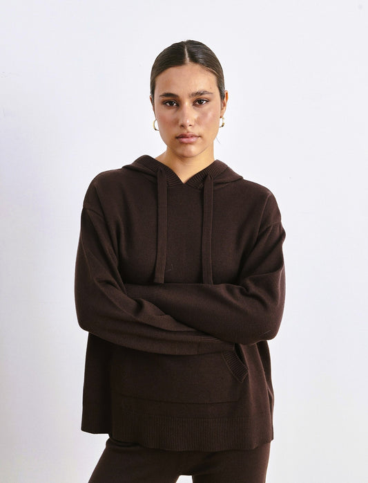 PULLOVER CON CAPPUCCIO - Moro