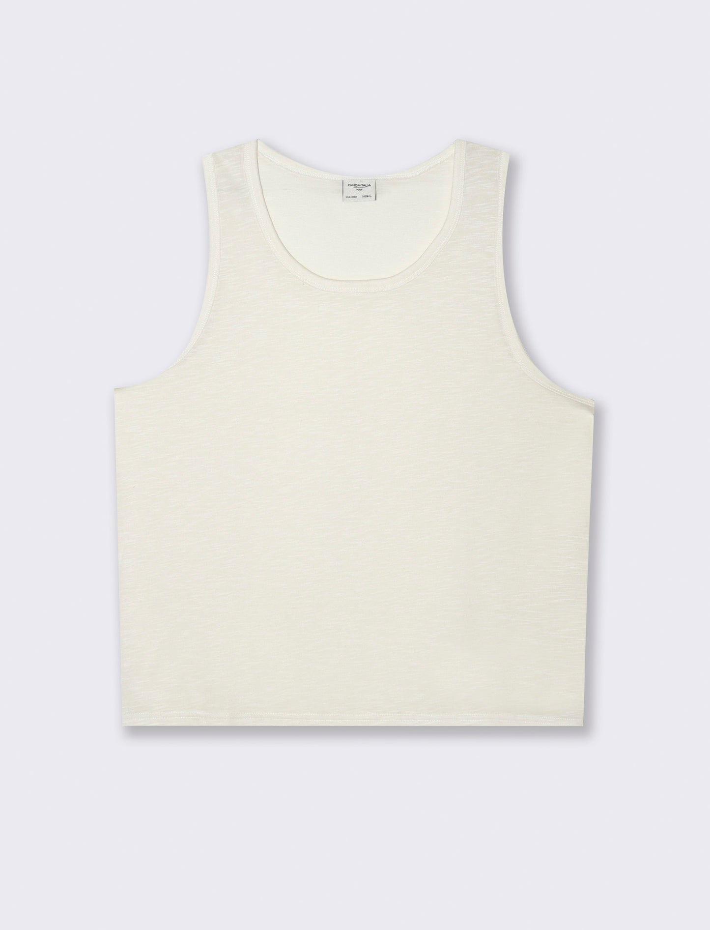 Canotta cropped in tessuto slub da uomo - Beige ecru