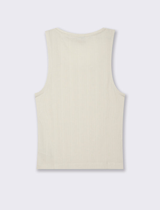 Canotta in tessuto a coste effetto maglia da uomo - Beige ecru