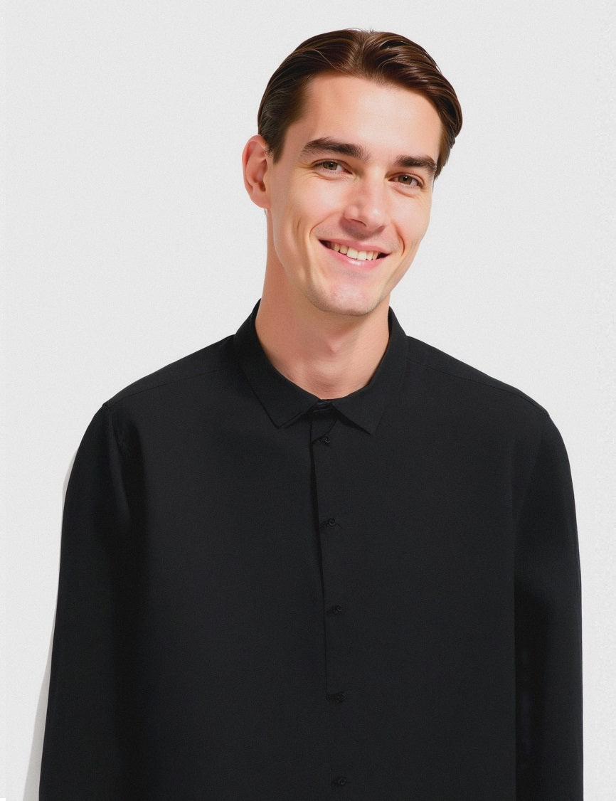 CAMICIA BASIC SLIM FIT EASY - Nero