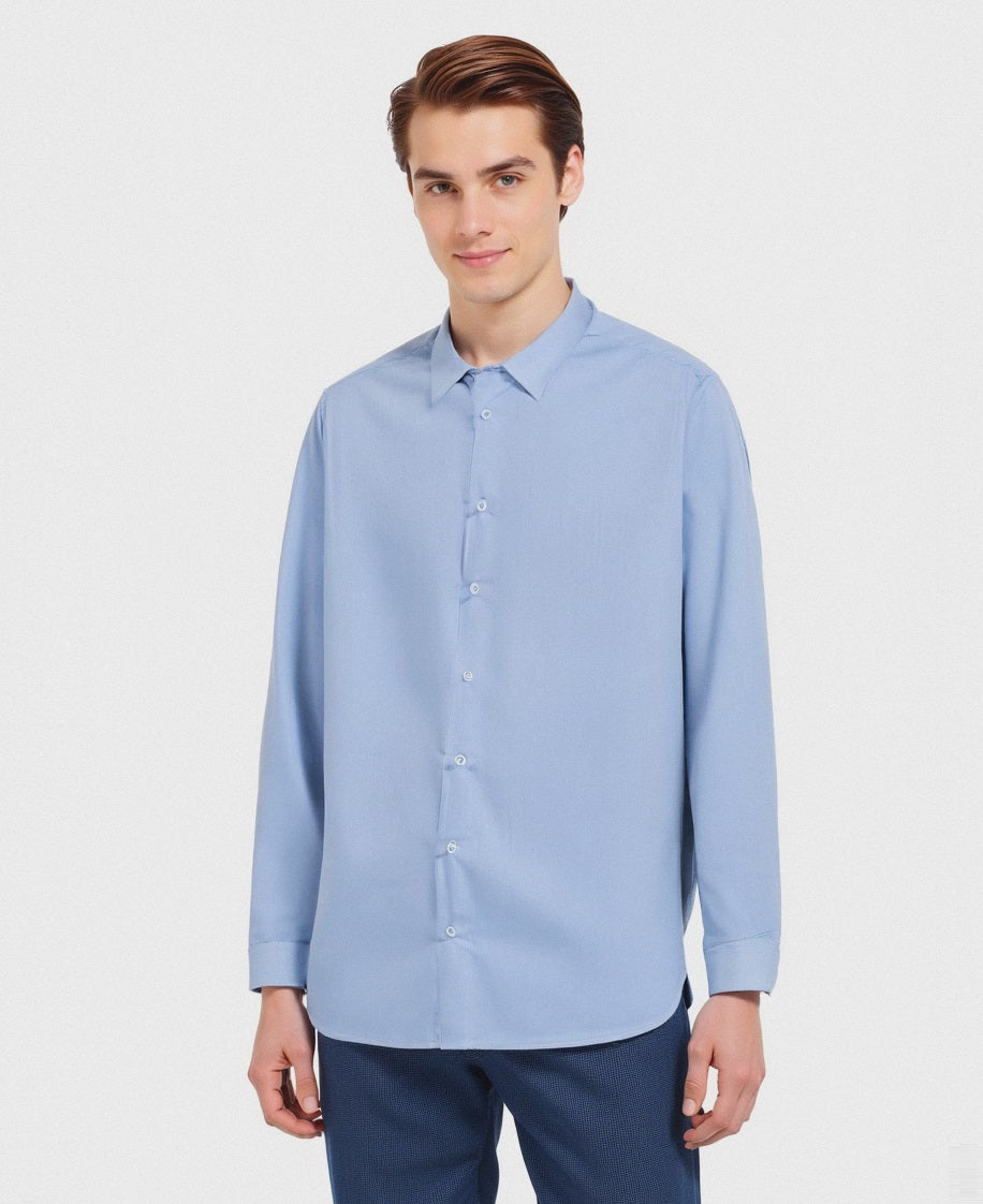 CAMICIA BASIC SLIM FIT EASY - Azzurro