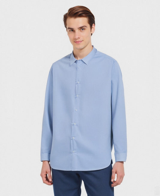 CAMICIA BASIC SLIM FIT EASY - Azzurro