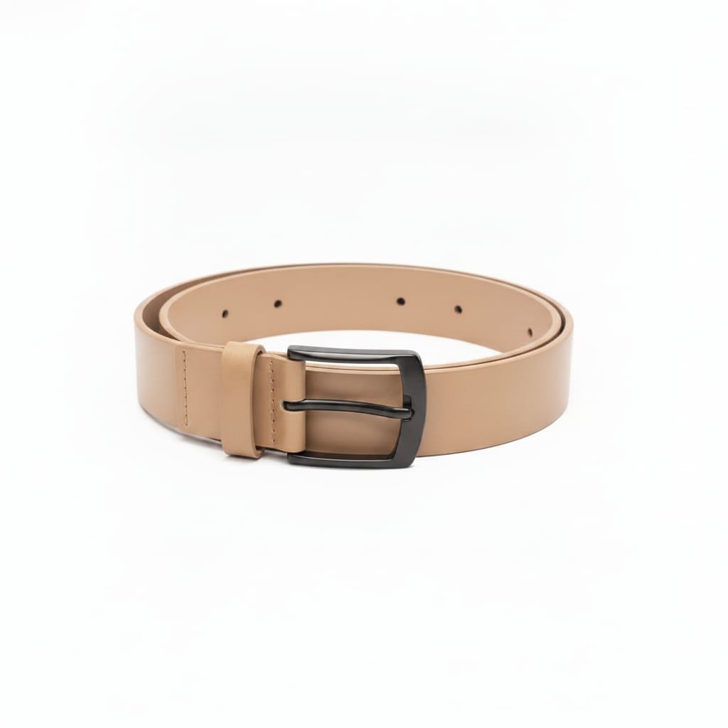Cintura matte con fibbia nera elegante - Beige