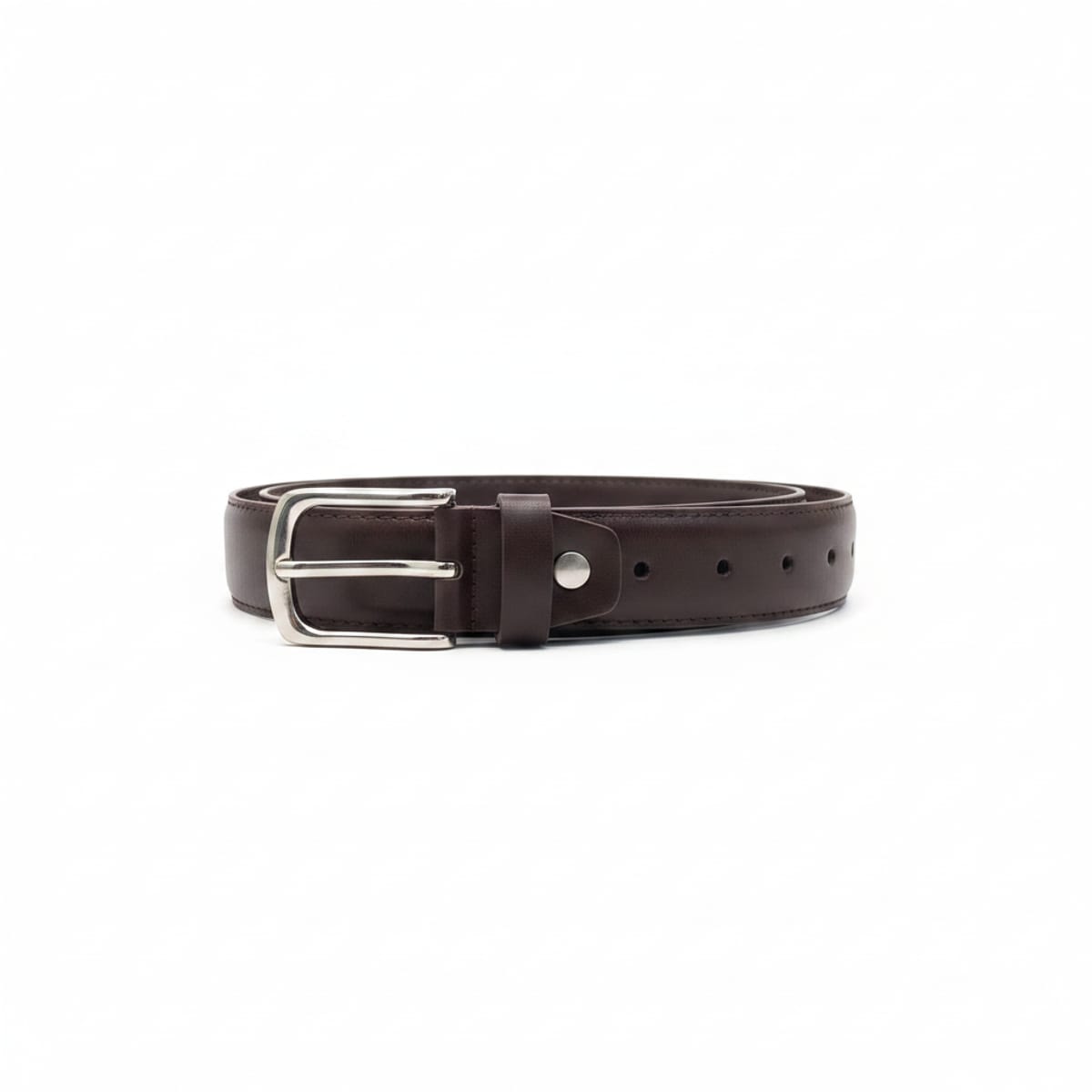 Satin belt with elegant stitching - Brown