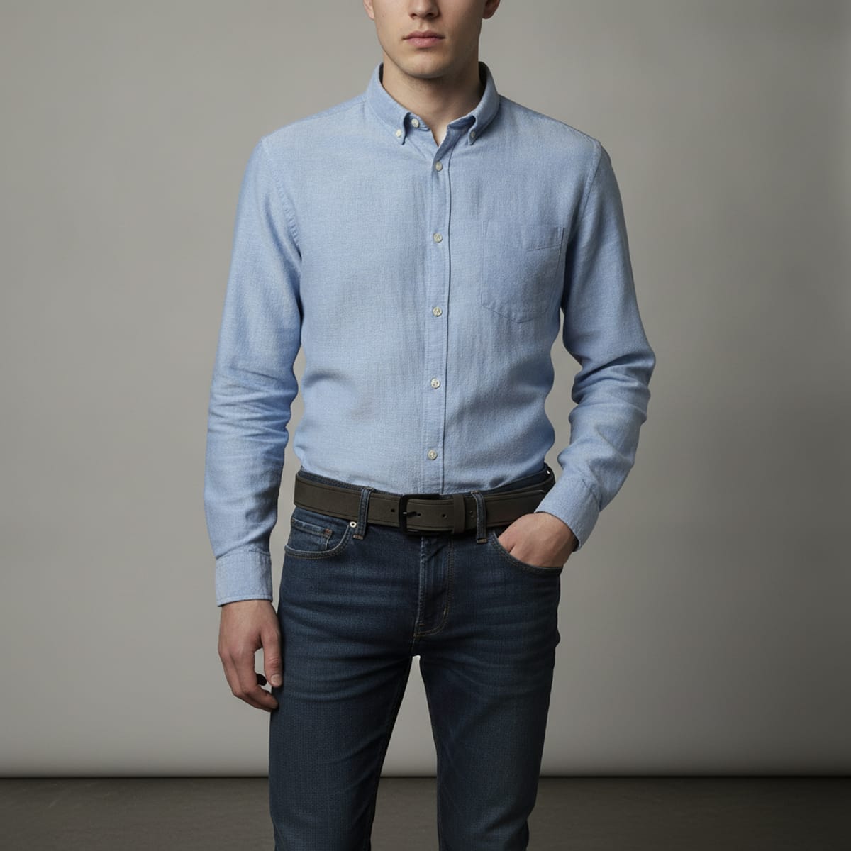 Matte belt with satin buckle - Grey