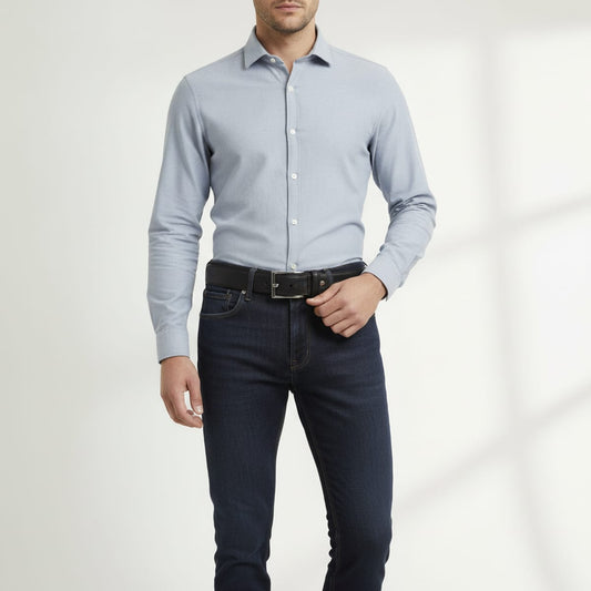 Reversible belt with satin buckle - Black