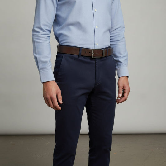 Reversible belt with satin buckle - Brown